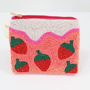 KAYLEE Colorful Strawberry Beaded Coin Purse/Cosmetic Bag NWT Made in India
